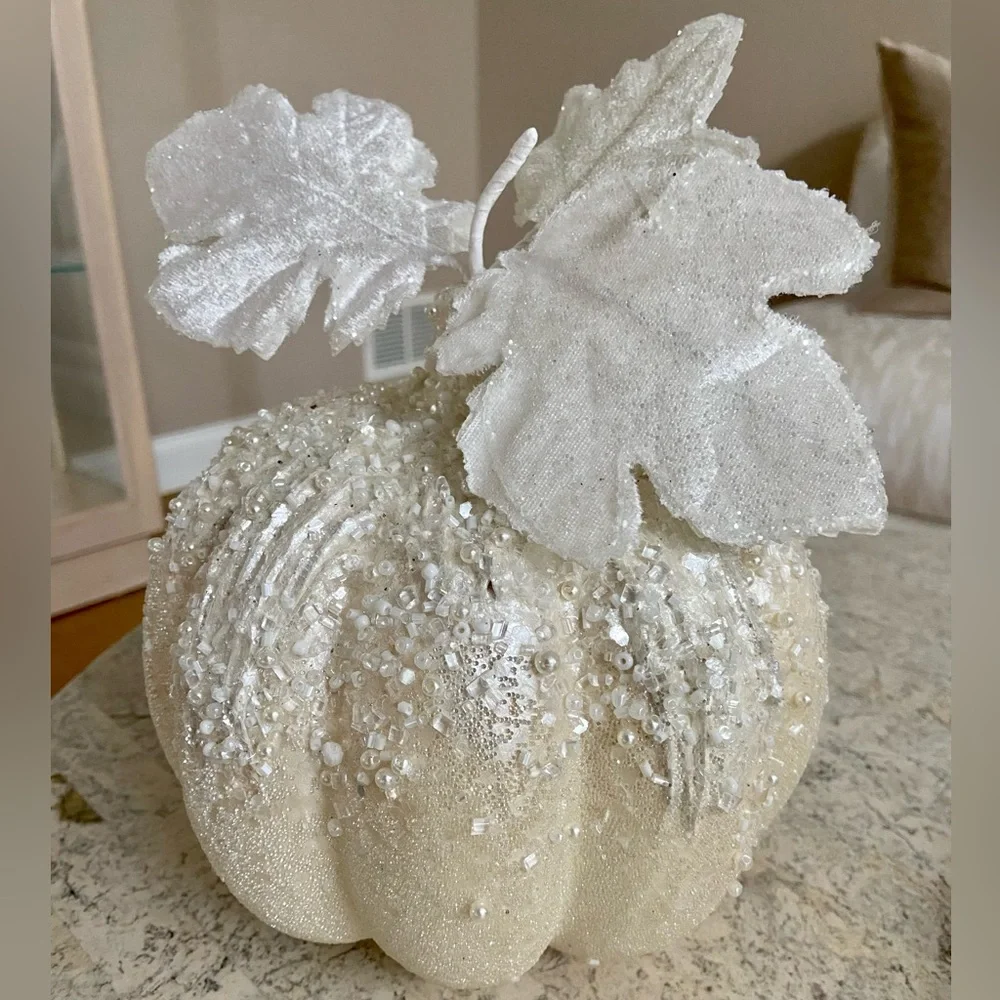 Z Gallerie White Embellished Pumpkin Home Decoration